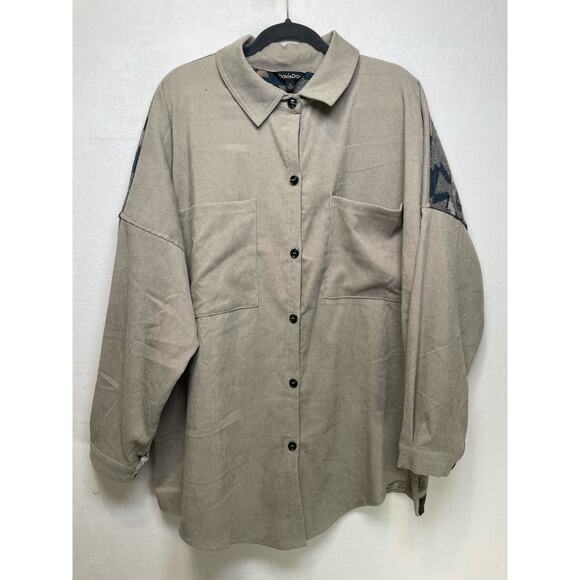 Davi & Dani Corduroy Shirt Jacket, Size 1X, Aztec Print, New - Picture 1 of 7